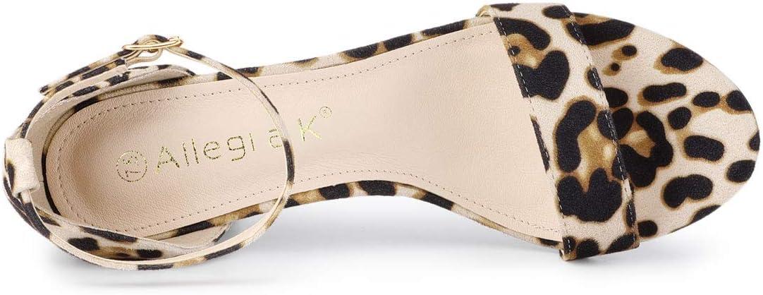 imageAllegra K Womens Open Toe Printed Ankle Strap Chunky High Heel SandalsWhite Leopard