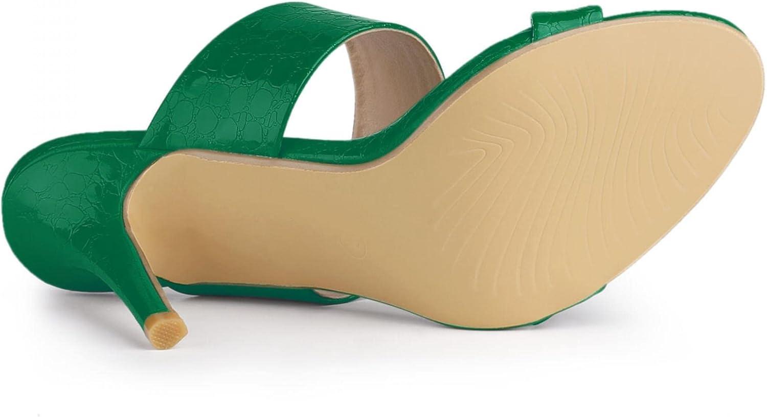 imageAllegra K Womens Open Toe Stiletto Heel Slide SandalsGreen