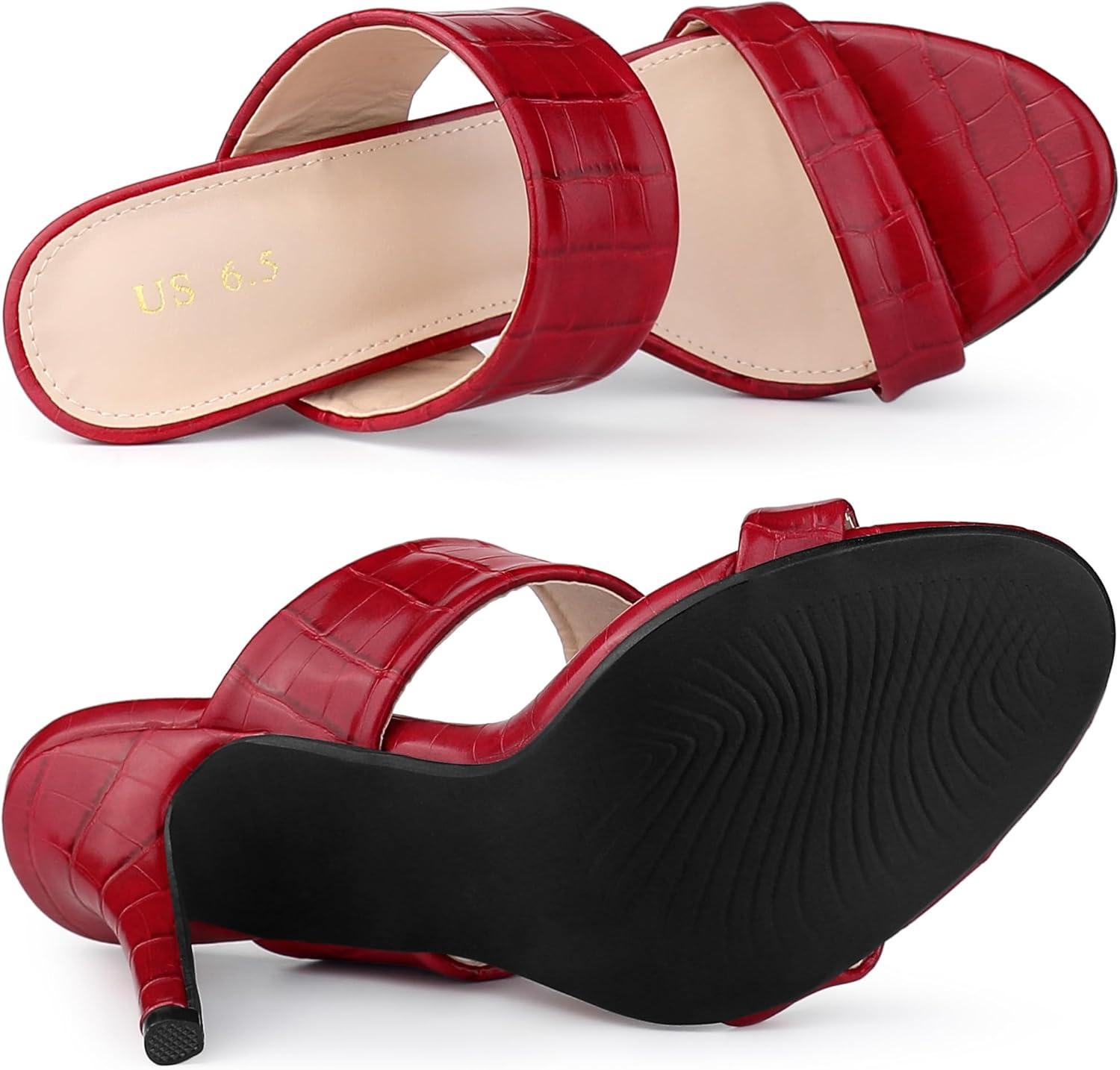 imageAllegra K Womens Open Toe Stiletto Heel Slide SandalsRed