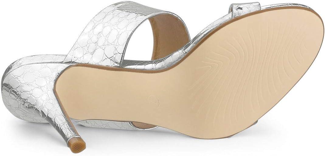 imageAllegra K Womens Open Toe Stiletto Heel Slide SandalsSilver
