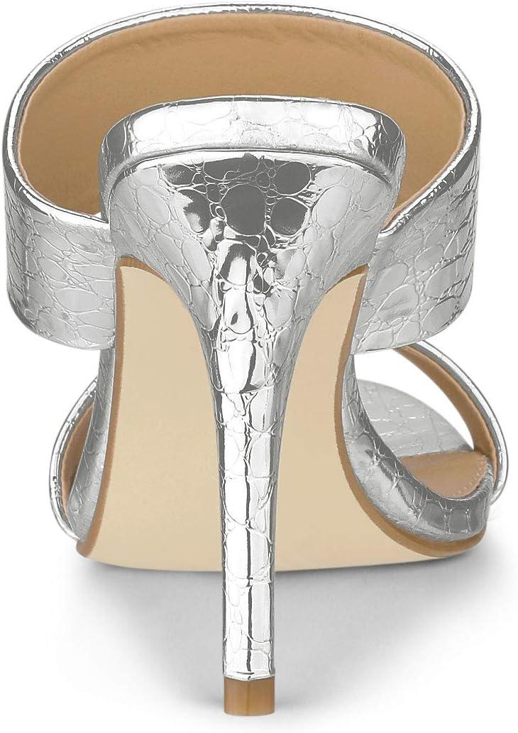 imageAllegra K Womens Open Toe Stiletto Heel Slide SandalsSilver