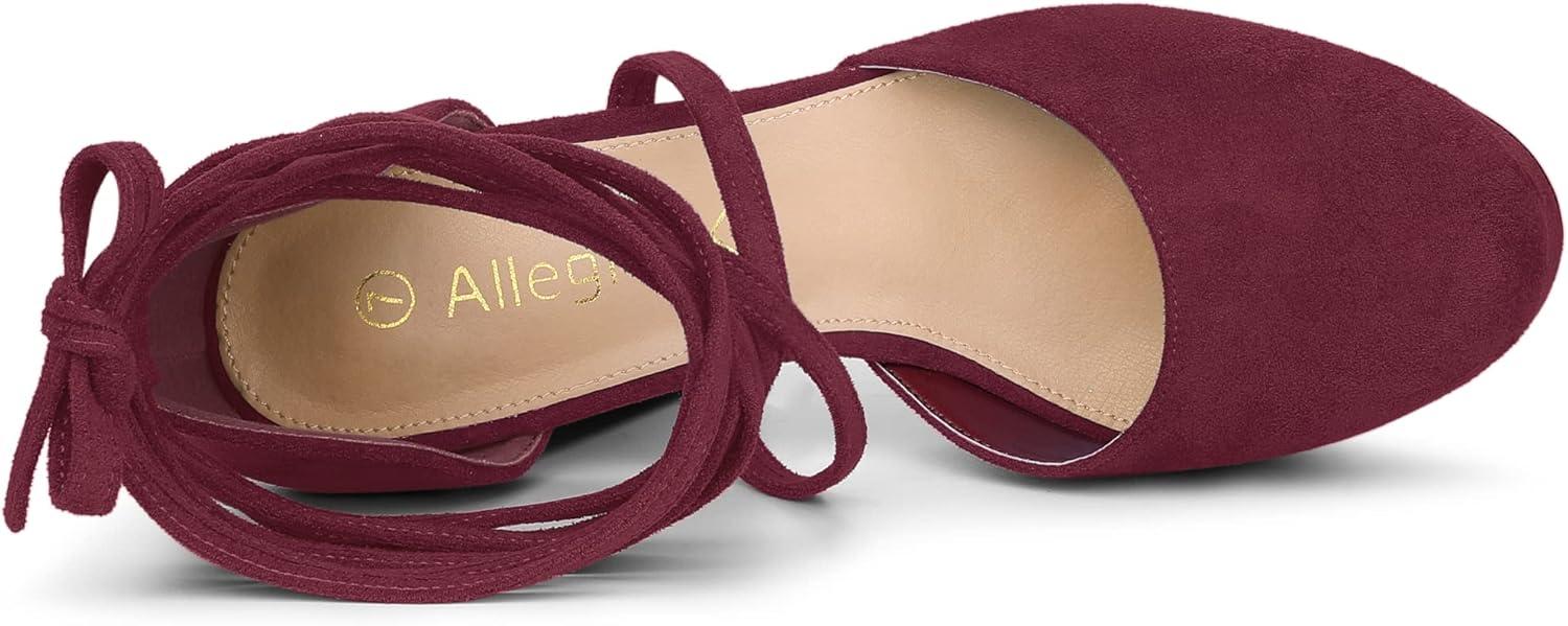 imageAllegra K Womens Platform Block Heel Lace Up Pumps SandalsBurgundy