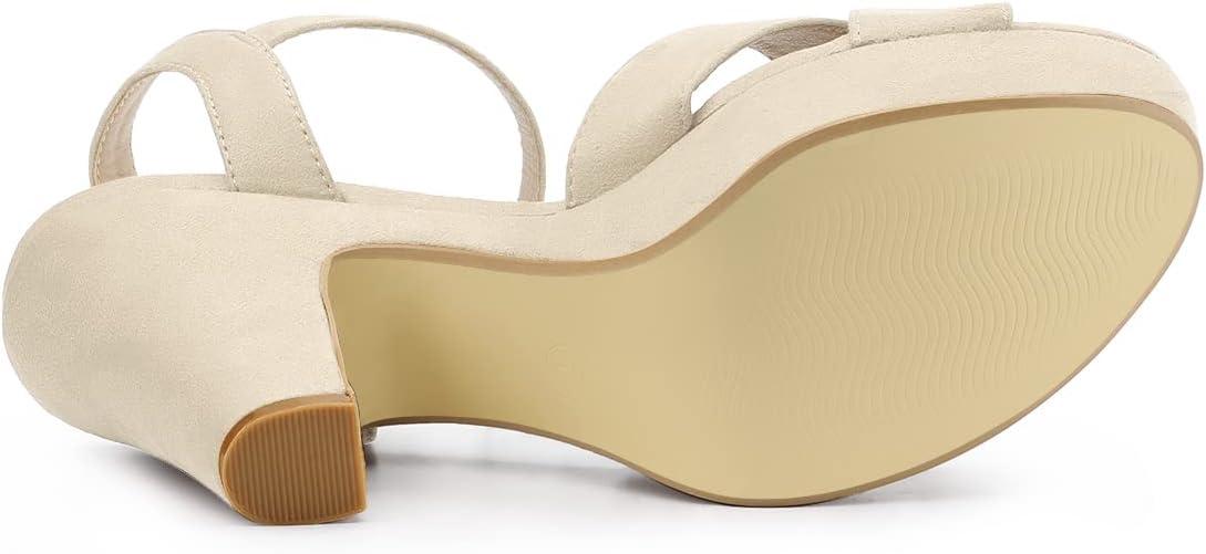 imageAllegra K Womens Platform Chunky Heel Ankle Strap Beige Sandals 75 M US