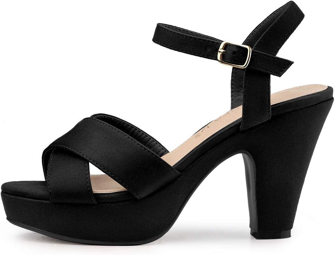 imageAllegra K Womens Platform Chunky Heels Slingback SandalsBlack