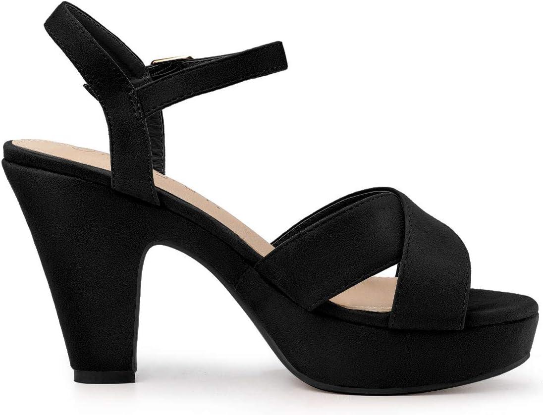 imageAllegra K Womens Platform Chunky Heels Slingback SandalsBlack