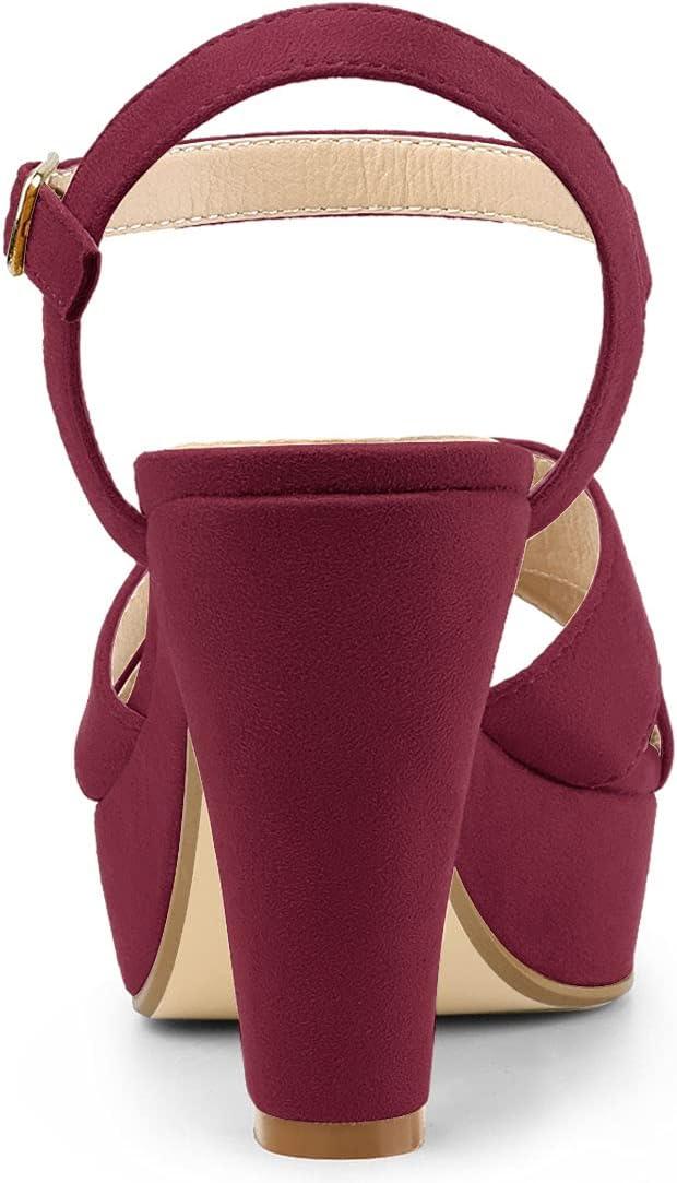 imageAllegra K Womens Platform Chunky Heels Slingback SandalsBurgundy