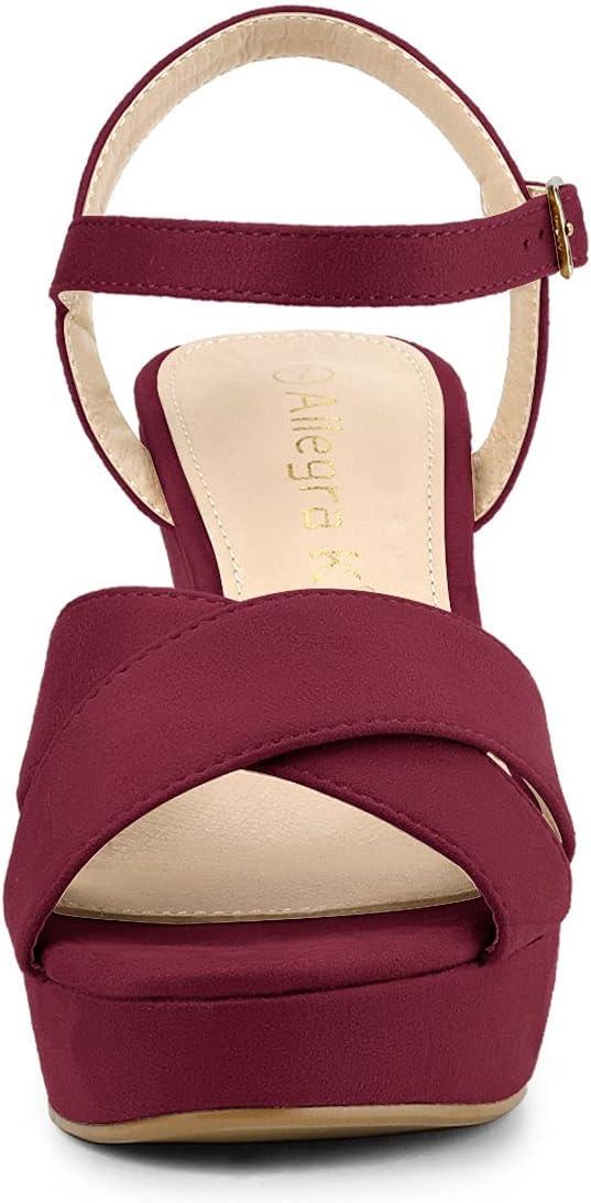 imageAllegra K Womens Platform Chunky Heels Slingback SandalsBurgundy