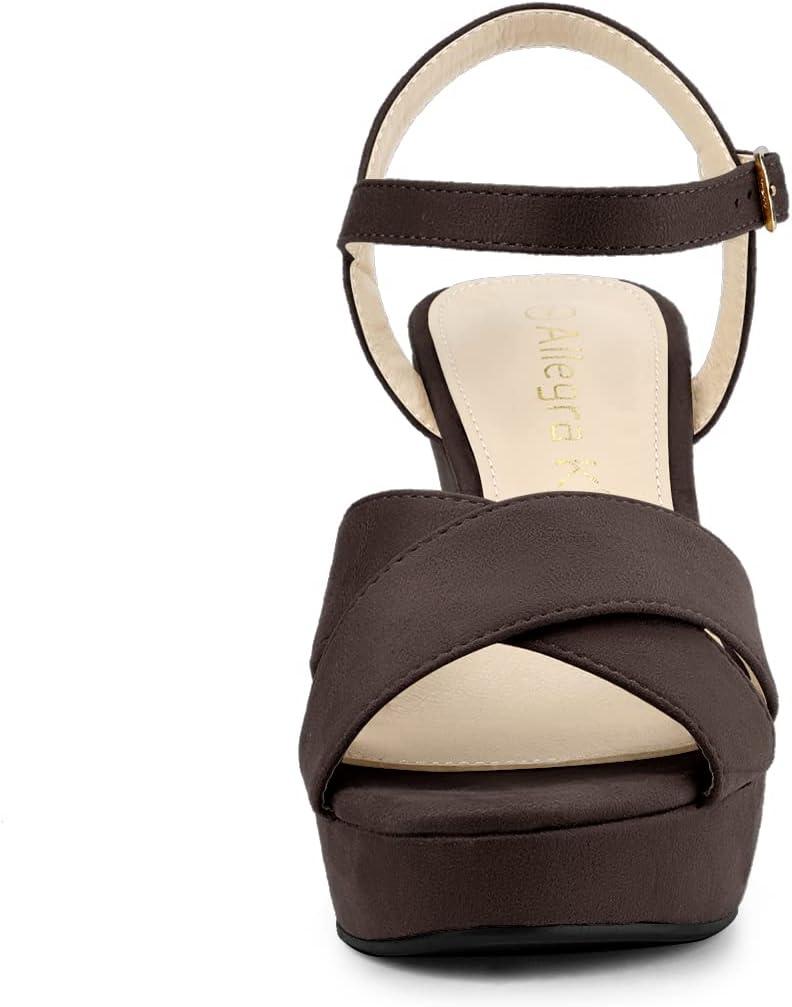 imageAllegra K Womens Platform Chunky Heels Slingback SandalsCoffee
