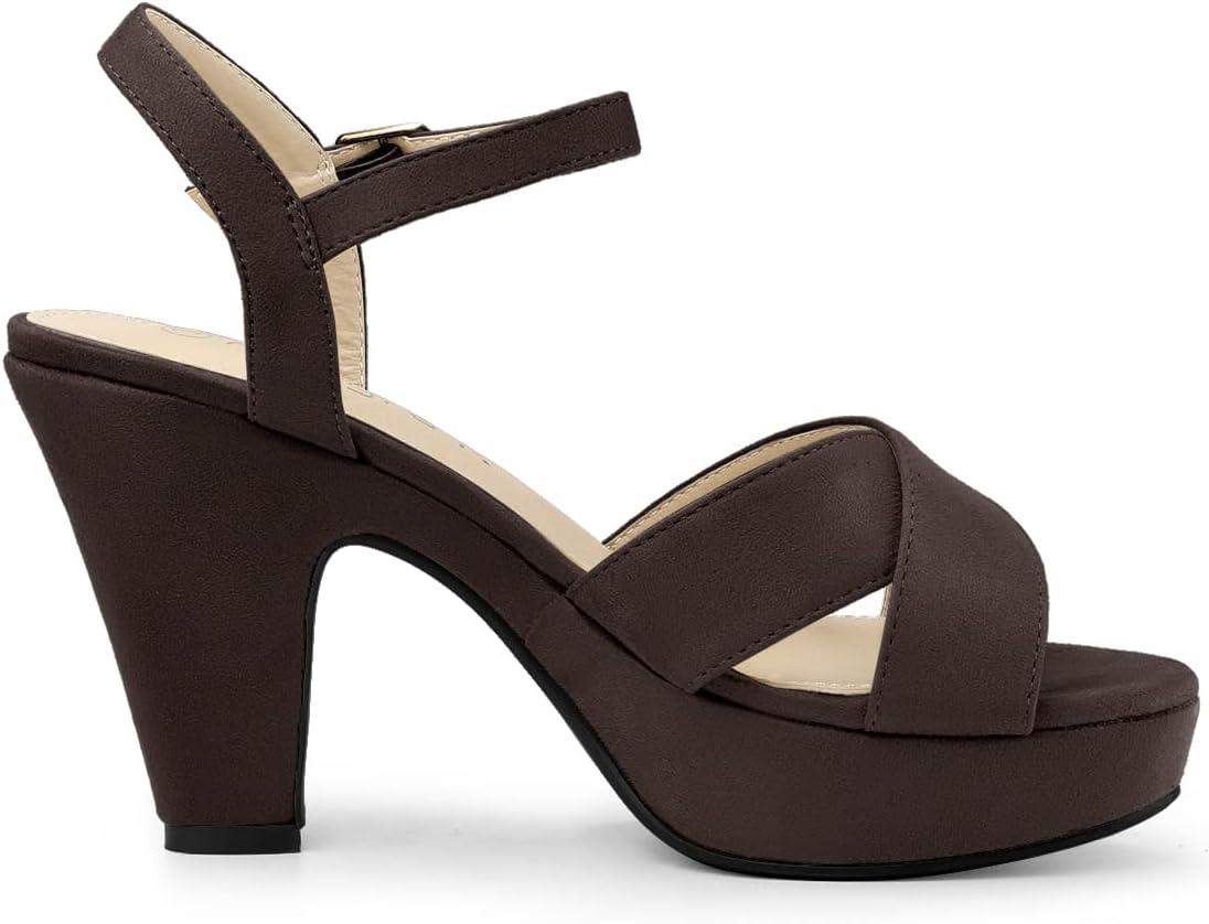 imageAllegra K Womens Platform Chunky Heels Slingback SandalsCoffee