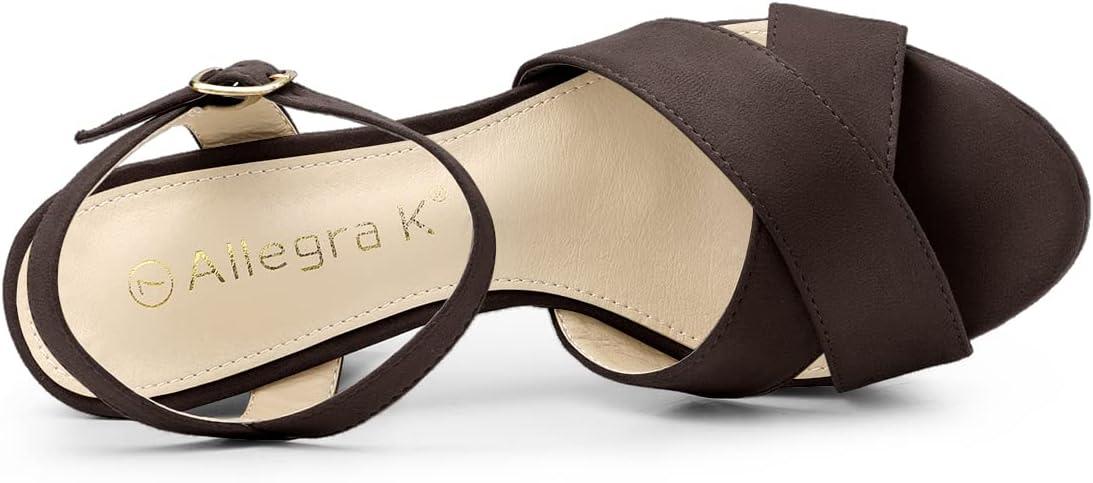 imageAllegra K Womens Platform Chunky Heels Slingback SandalsCoffee