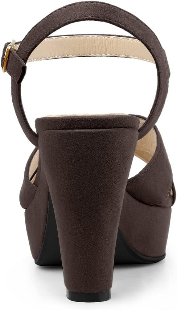 imageAllegra K Womens Platform Chunky Heels Slingback SandalsCoffee