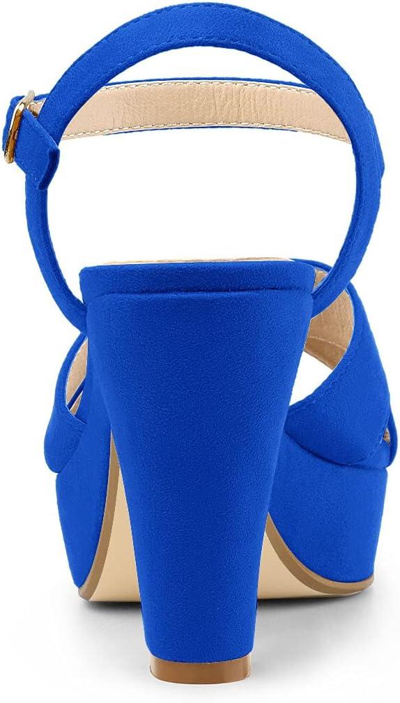 imageAllegra K Womens Platform Chunky Heels Slingback SandalsDeep Blue