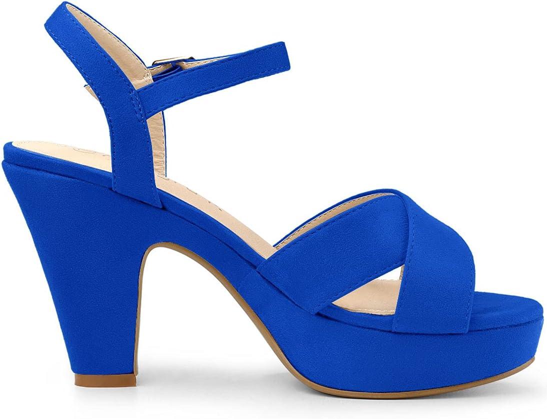 imageAllegra K Womens Platform Chunky Heels Slingback SandalsDeep Blue