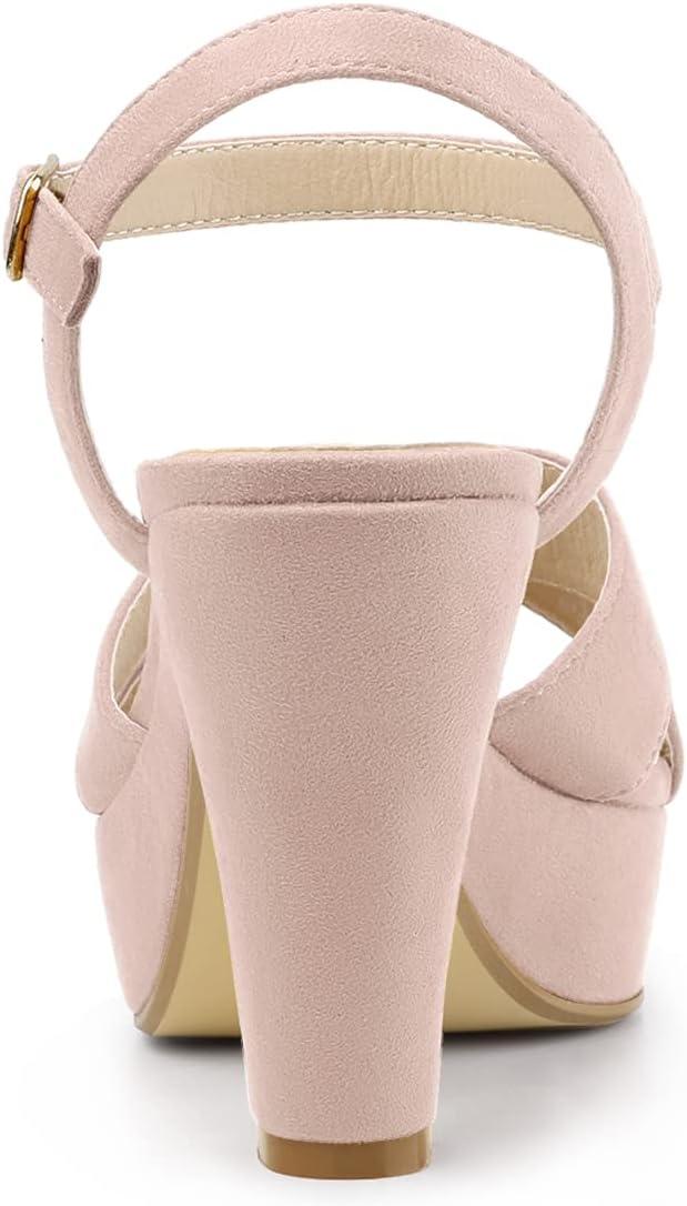 imageAllegra K Womens Platform Chunky Heels Slingback SandalsDust Pink