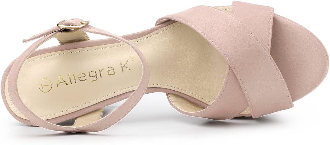 imageAllegra K Womens Platform Chunky Heels Slingback SandalsDust Pink