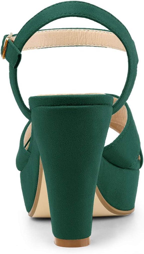 imageAllegra K Womens Platform Chunky Heels Slingback SandalsGreen