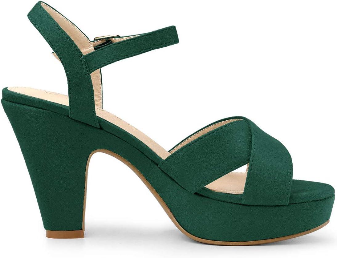 imageAllegra K Womens Platform Chunky Heels Slingback SandalsGreen