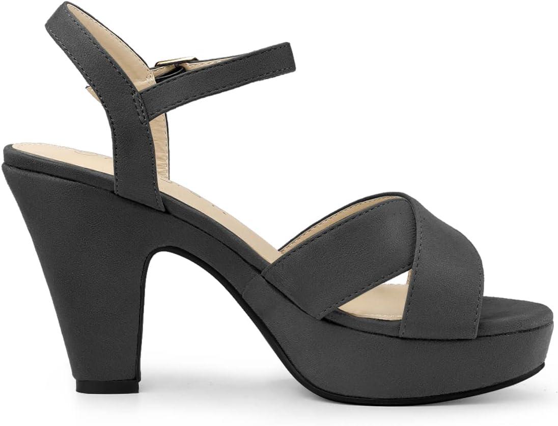 imageAllegra K Womens Platform Chunky Heels Slingback SandalsGrey