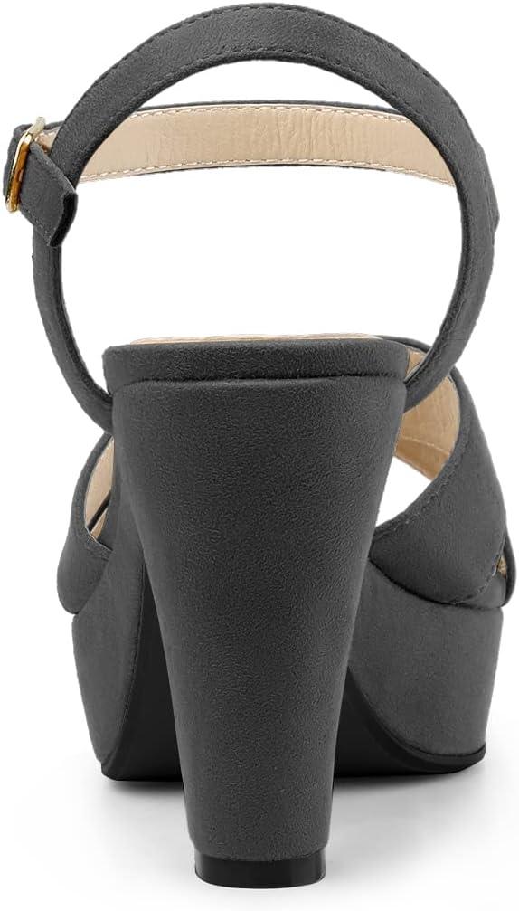 imageAllegra K Womens Platform Chunky Heels Slingback SandalsGrey