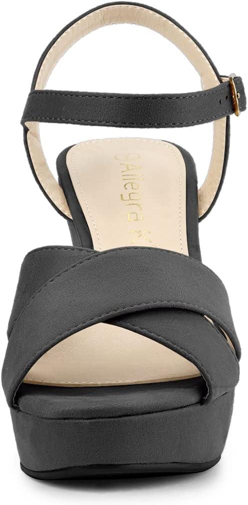 imageAllegra K Womens Platform Chunky Heels Slingback SandalsGrey