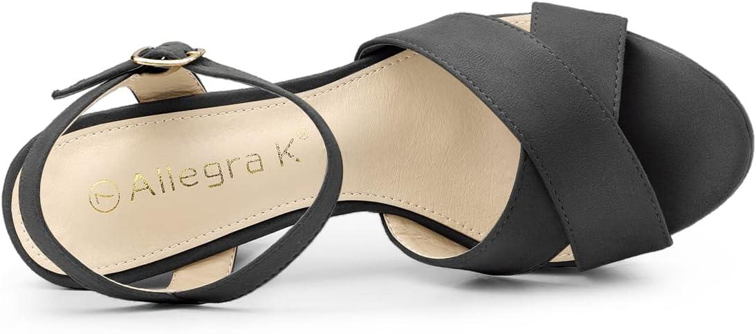 imageAllegra K Womens Platform Chunky Heels Slingback SandalsGrey