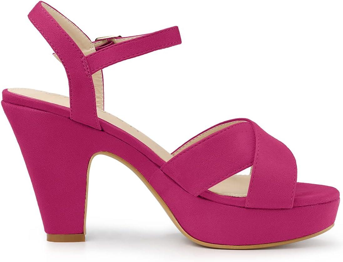 imageAllegra K Womens Platform Chunky Heels Slingback SandalsHotpink