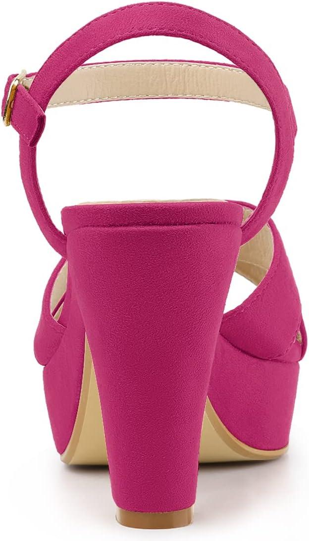 imageAllegra K Womens Platform Chunky Heels Slingback SandalsHotpink