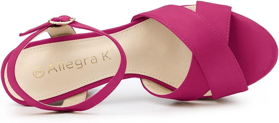 imageAllegra K Womens Platform Chunky Heels Slingback SandalsHotpink
