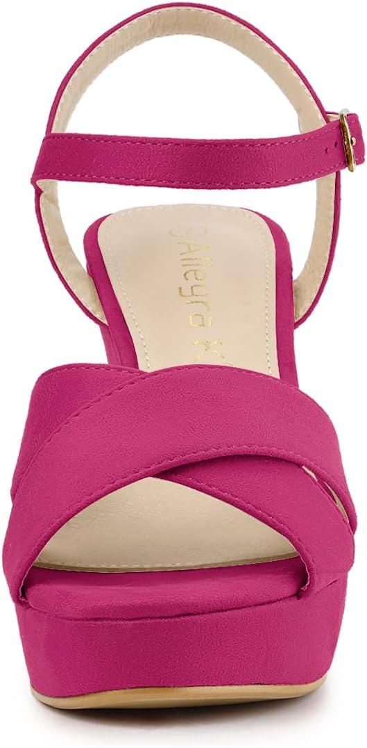 imageAllegra K Womens Platform Chunky Heels Slingback SandalsHotpink