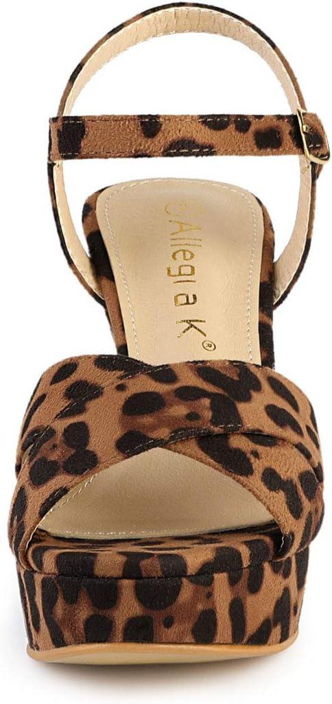 imageAllegra K Womens Platform Chunky Heels Slingback SandalsLeopard