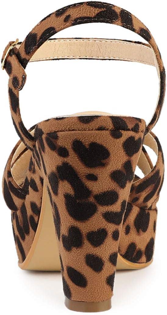 imageAllegra K Womens Platform Chunky Heels Slingback SandalsLeopard