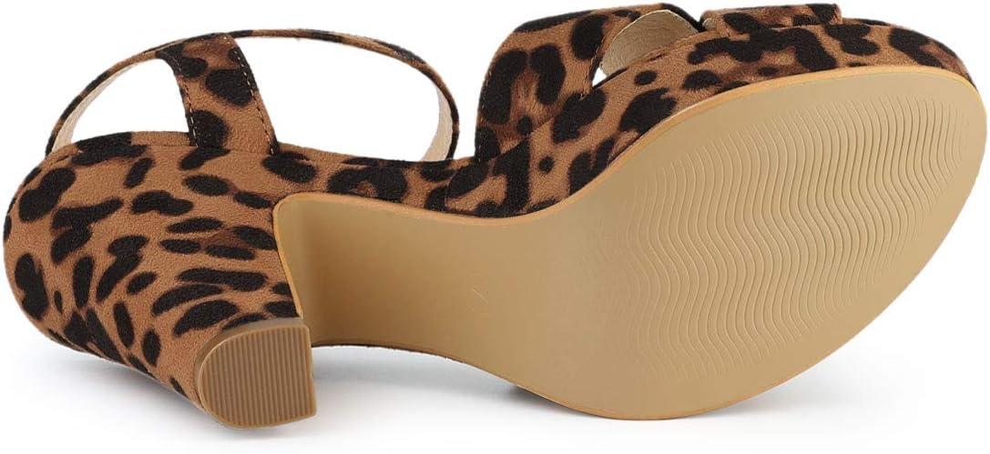 imageAllegra K Womens Platform Chunky Heels Slingback SandalsLeopard