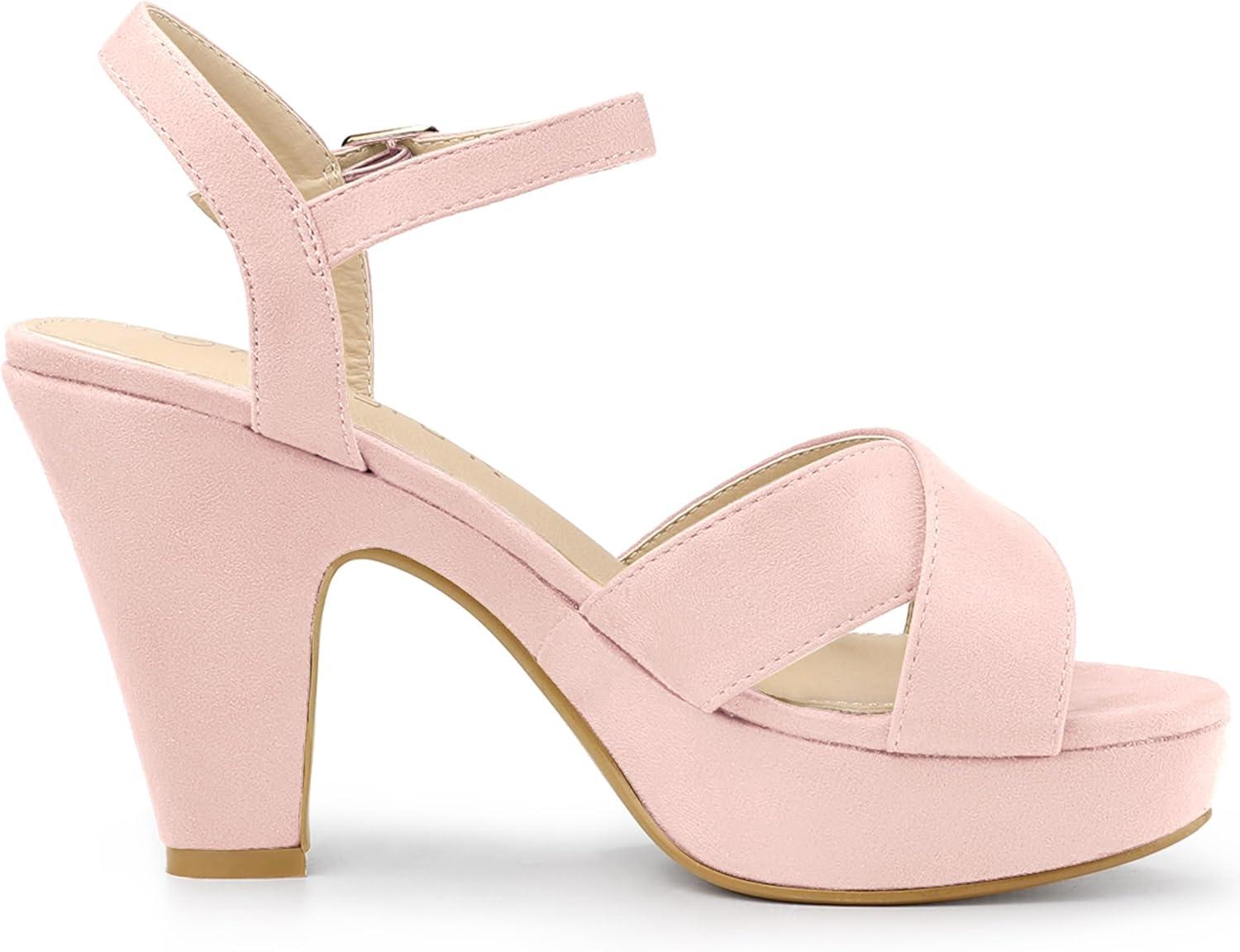 imageAllegra K Womens Platform Chunky Heels Slingback SandalsLight Pink