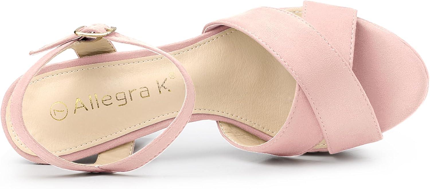 imageAllegra K Womens Platform Chunky Heels Slingback SandalsLight Pink