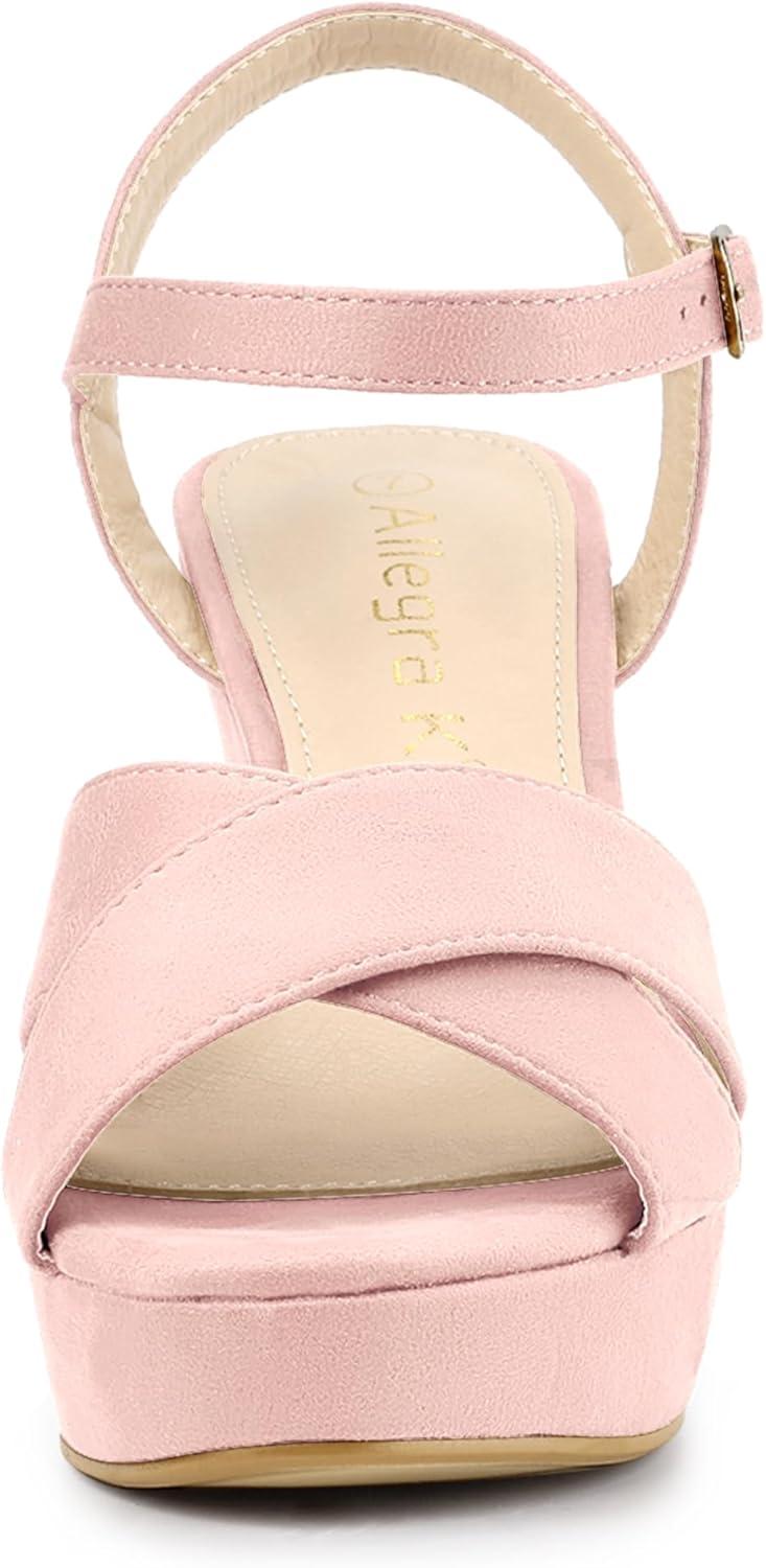 imageAllegra K Womens Platform Chunky Heels Slingback SandalsLight Pink
