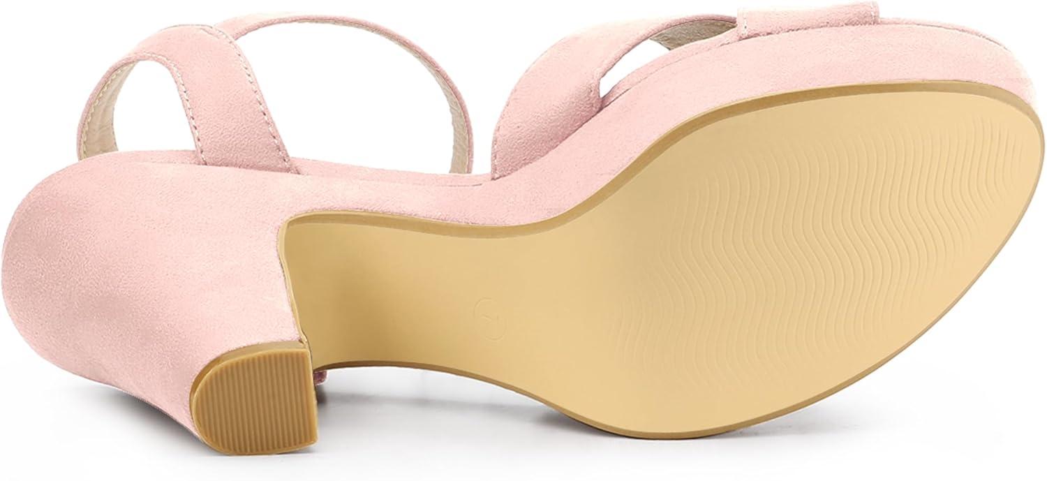 imageAllegra K Womens Platform Chunky Heels Slingback SandalsLight Pink