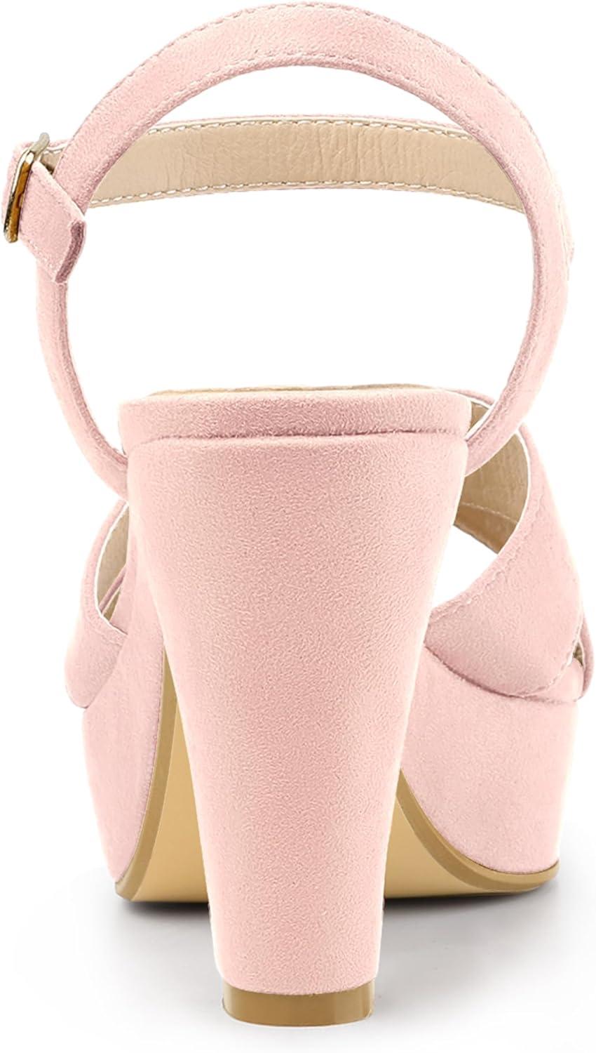 imageAllegra K Womens Platform Chunky Heels Slingback SandalsLight Pink