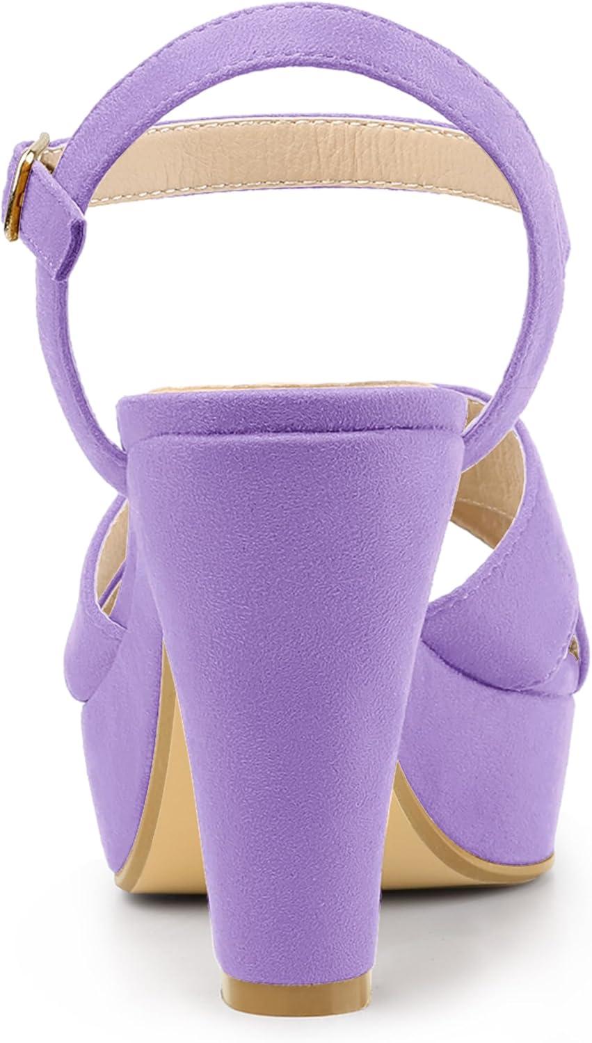 imageAllegra K Womens Platform Chunky Heels Slingback SandalsLight Purple