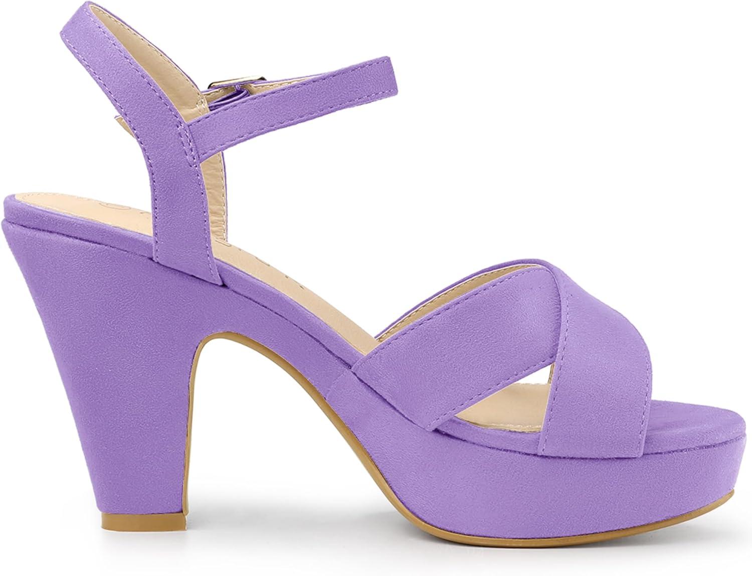 imageAllegra K Womens Platform Chunky Heels Slingback SandalsLight Purple