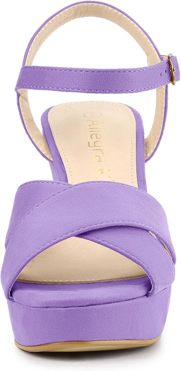 imageAllegra K Womens Platform Chunky Heels Slingback SandalsLight Purple