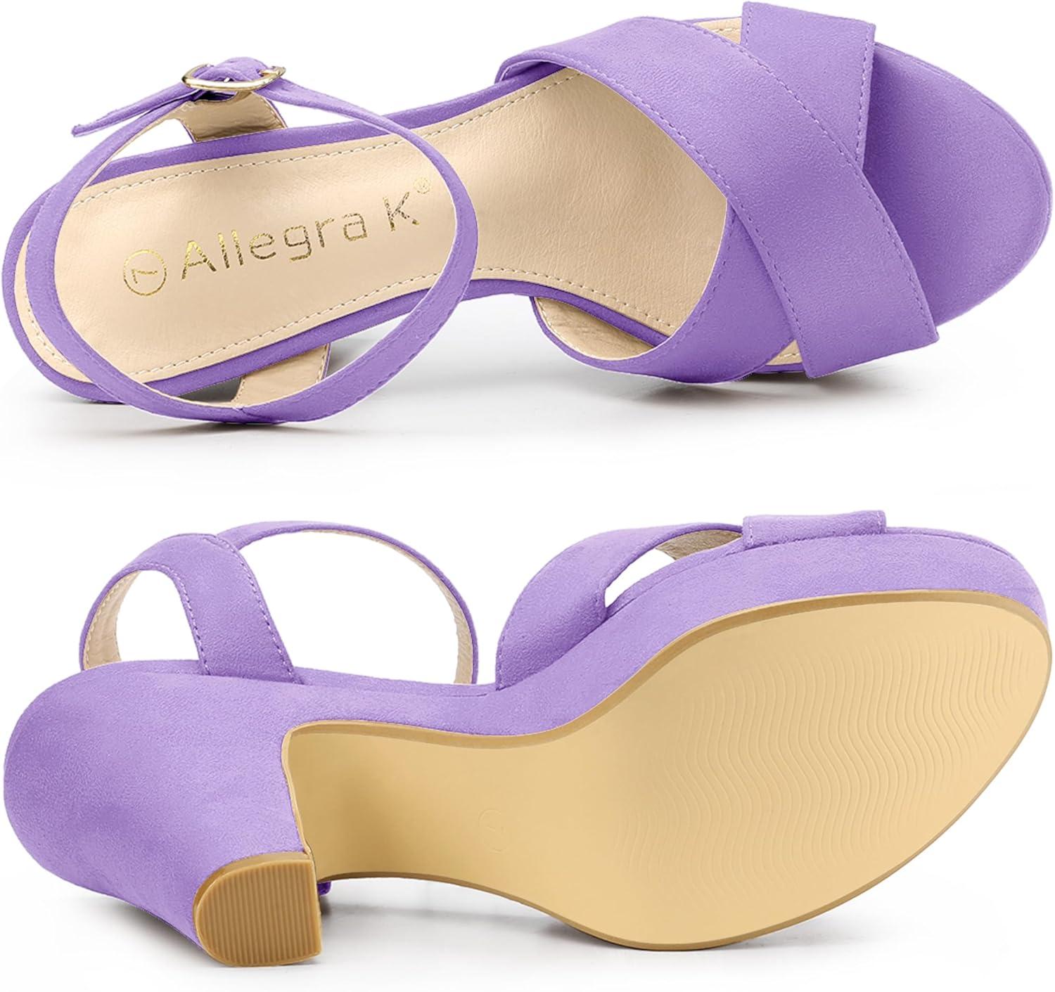 imageAllegra K Womens Platform Chunky Heels Slingback SandalsLight Purple