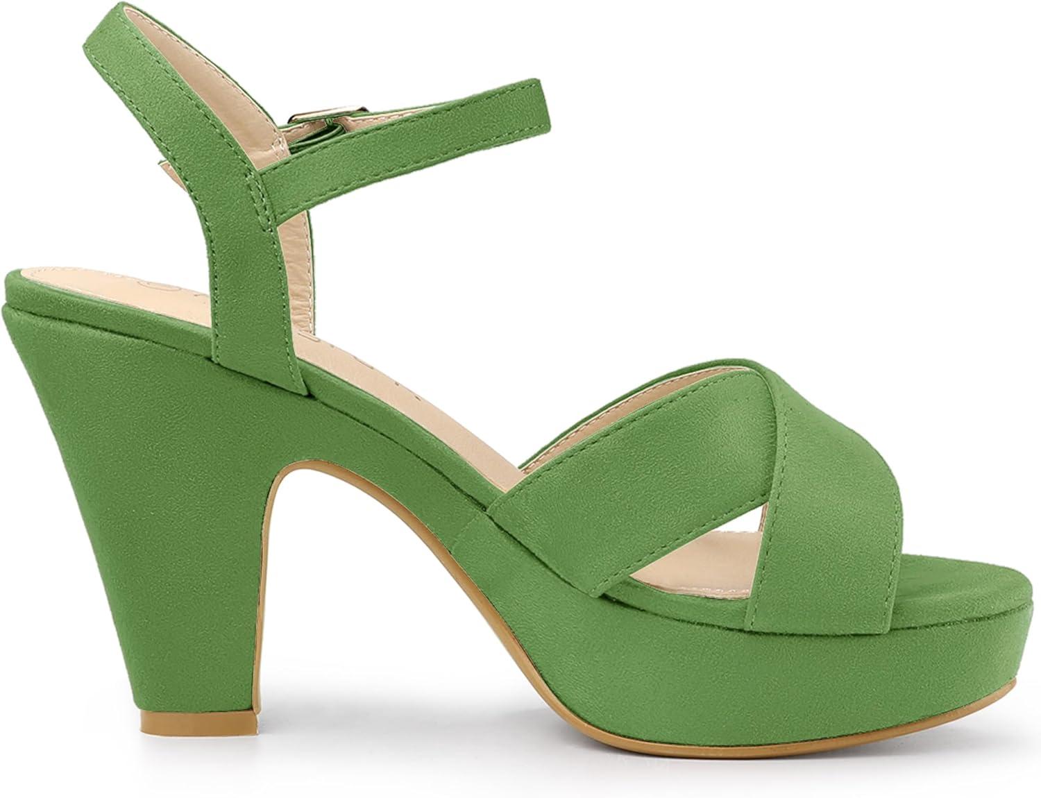 imageAllegra K Womens Platform Chunky Heels Slingback SandalsOlive Green
