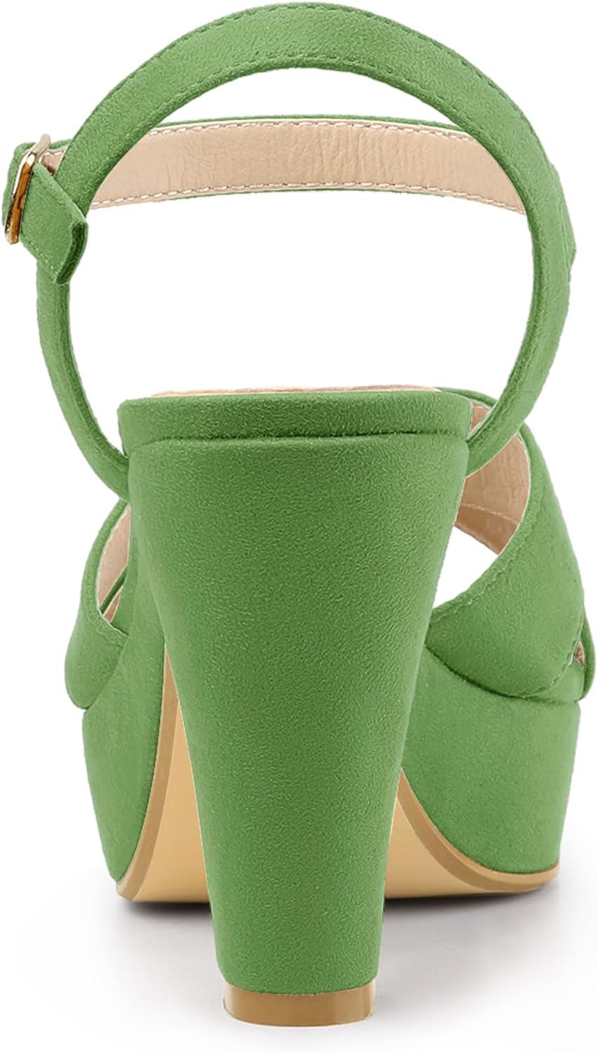 imageAllegra K Womens Platform Chunky Heels Slingback SandalsOlive Green
