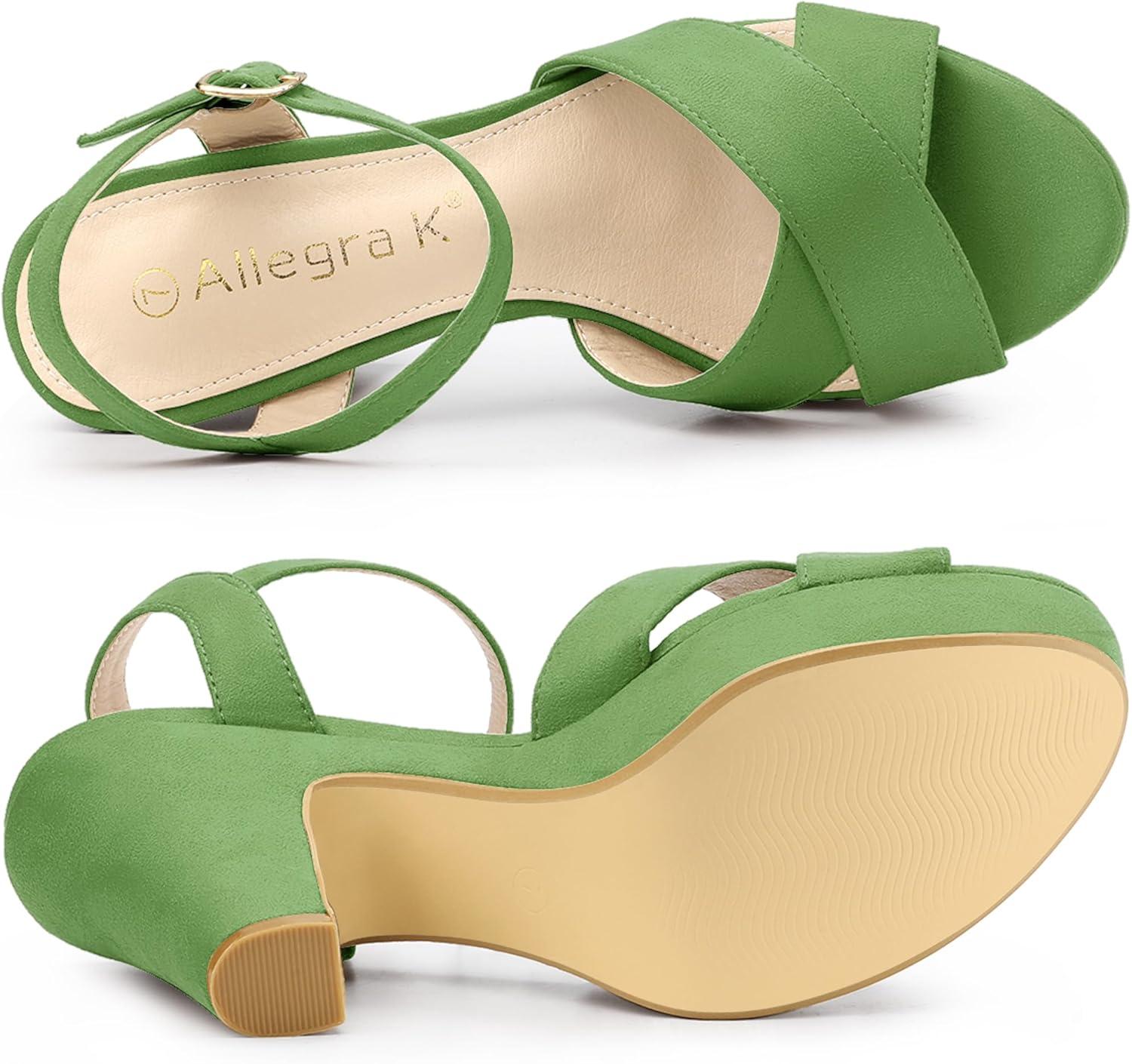 imageAllegra K Womens Platform Chunky Heels Slingback SandalsOlive Green