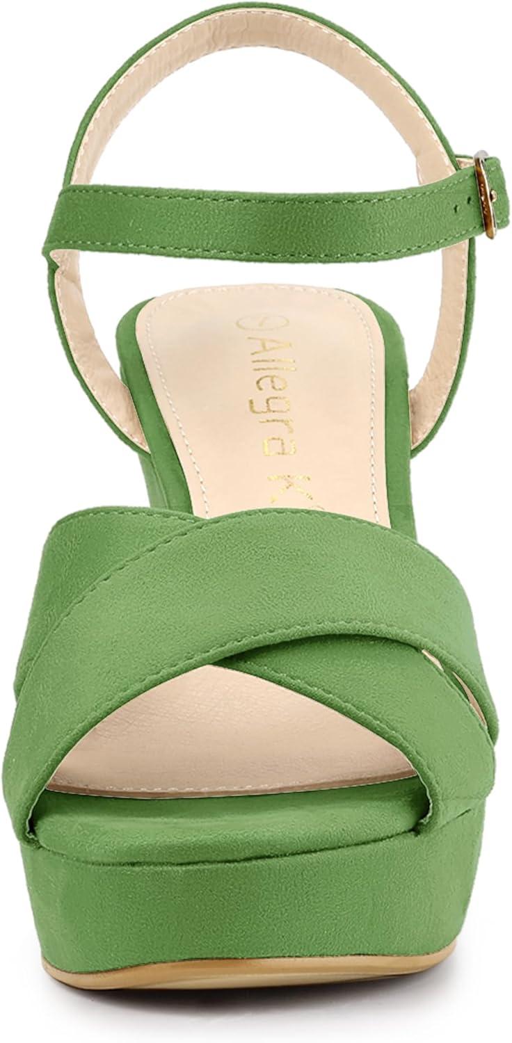 imageAllegra K Womens Platform Chunky Heels Slingback SandalsOlive Green