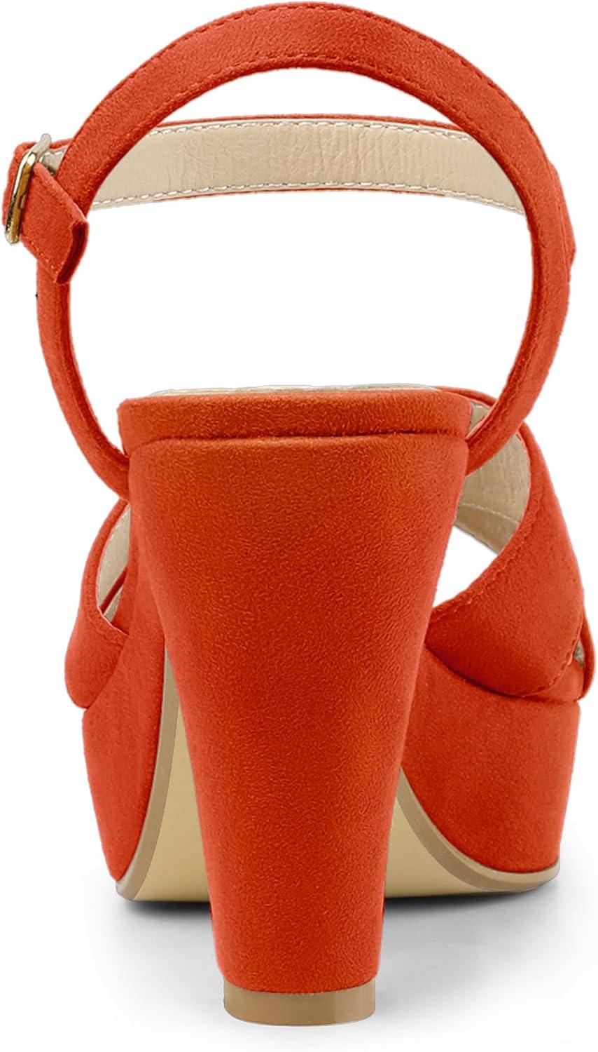 imageAllegra K Womens Platform Chunky Heels Slingback SandalsOrange