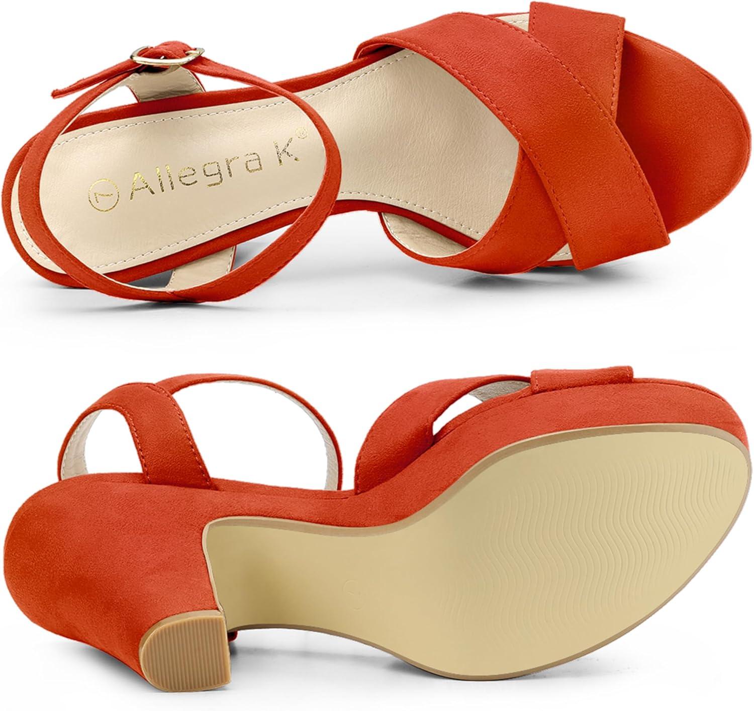 imageAllegra K Womens Platform Chunky Heels Slingback SandalsOrange