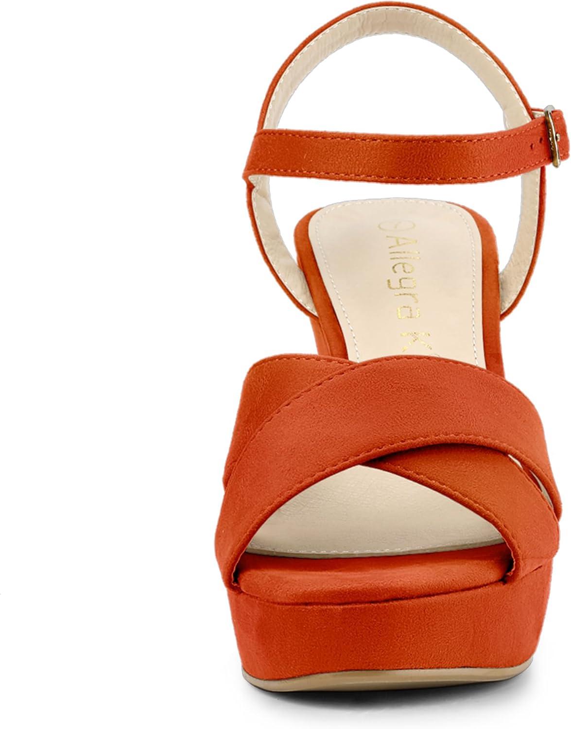 imageAllegra K Womens Platform Chunky Heels Slingback SandalsOrange