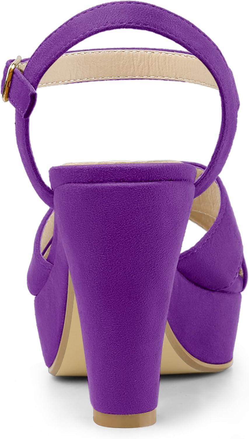 imageAllegra K Womens Platform Chunky Heels Slingback SandalsPurple
