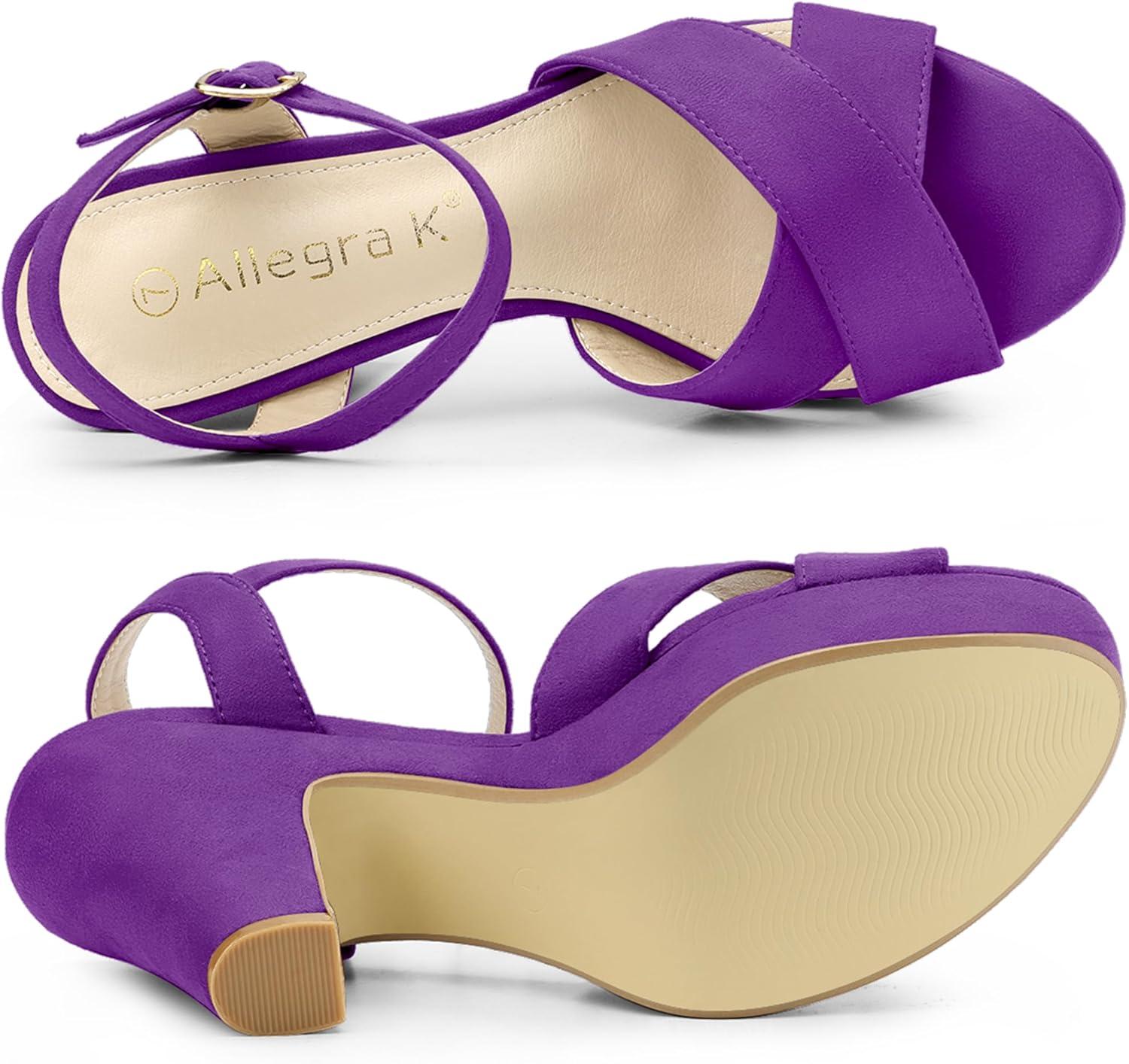 imageAllegra K Womens Platform Chunky Heels Slingback SandalsPurple